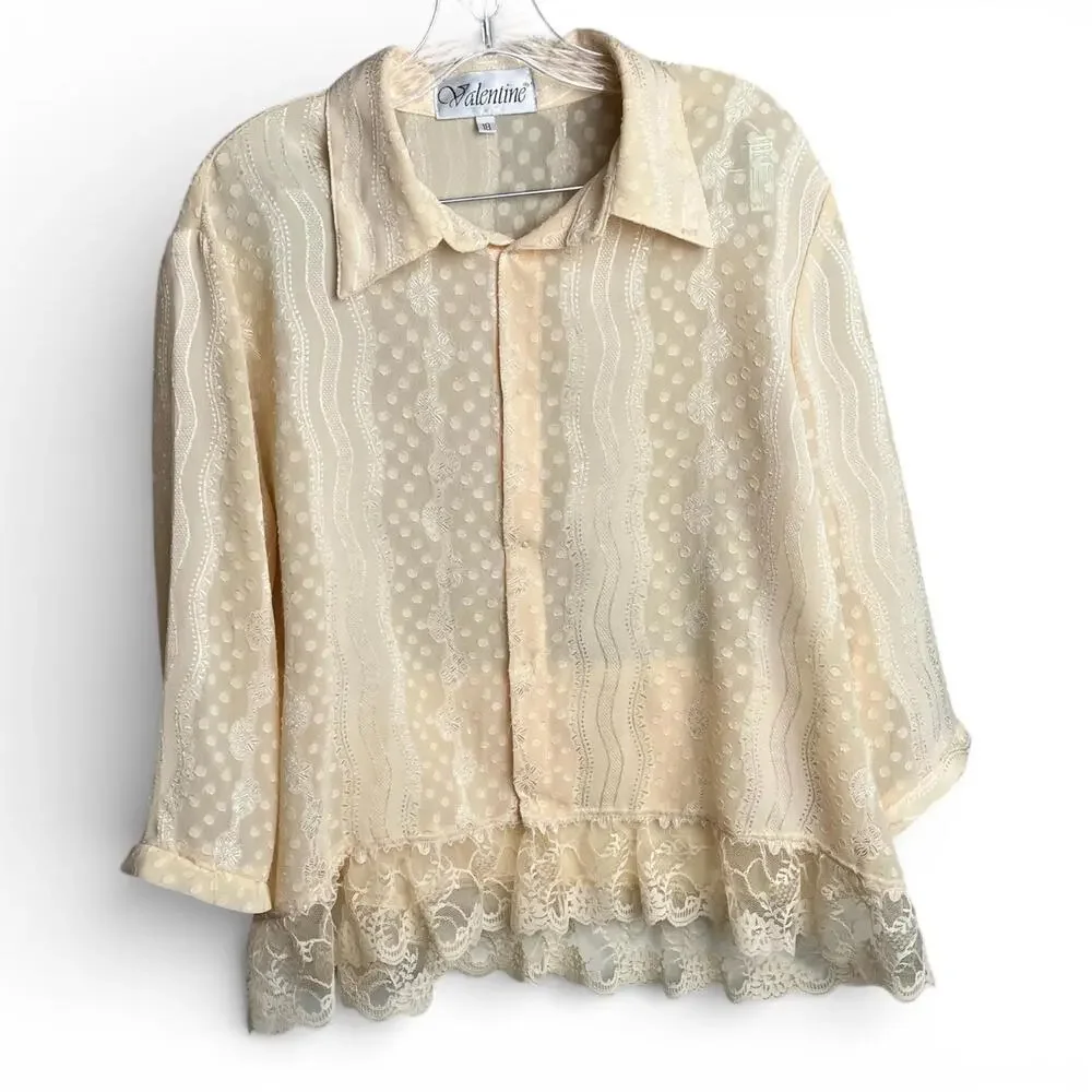 Vintage Cream Lace Two-Piece Skirt Set - Picture 3 of 9